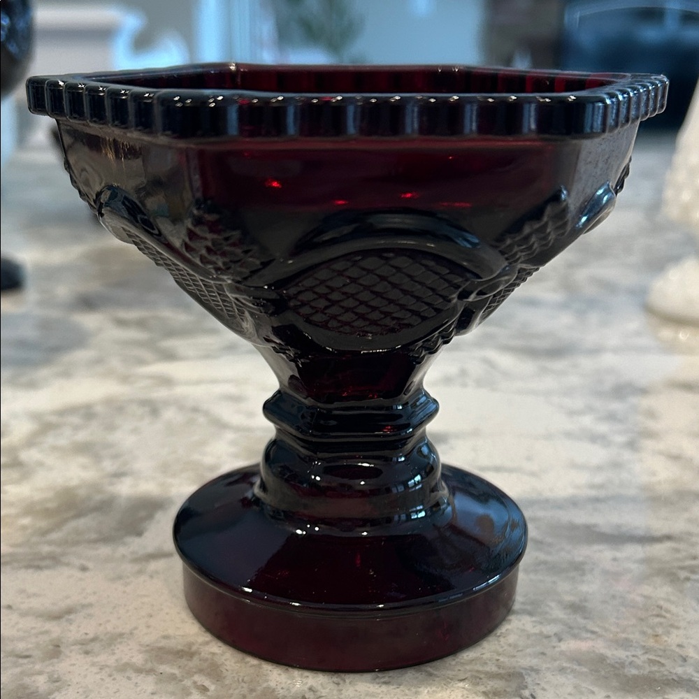 Elegant Dark Red Glass Candy dish